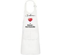 Fabulous Tablier Cuisine Enfant 2 Poches Blanc J'adore La Basse Normandie Region Caen - Haut de gamme Blanc G