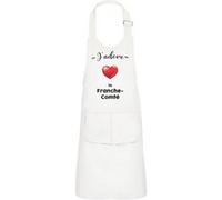 Fabulous Tablier Cuisine Enfant 2 Poches Blanc J'adore La Franche Comte Region - Haut de gamme Blanc G
