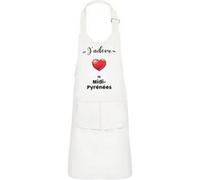 Fabulous Tablier Cuisine Enfant 2 Poches Blanc J'adore Le Midi Pyrenees Region Toulouse - Haut de gamme Blanc G