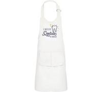Fabulous Tablier Cuisine Enfant 2 Poches Blanc Le Meilleur Dentiste du Monde - Haut de gamme Blanc G