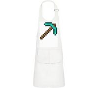 Fabulous Tablier Cuisine Enfant 2 Poches Blanc Pioche Diamant Minecraft - Haut de gamme Blanc