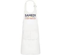 Fabulous Tablier Cuisine Enfant 2 Poches Blanc Samedi c'est match - Haut de gamme Blanc G