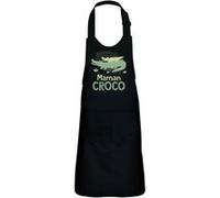 Fabulous Tablier Cuisine Enfant 2 Poches Noir Maman Croco Crocodile - Haut de gamme Noir G