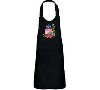 Fabulous Tablier Cuisine Enfant 2 Poches Noir Oeuf Impression Style Cross Stitch - Haut de gamme Noir G