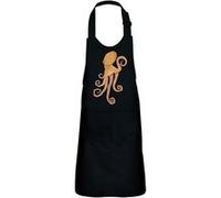 Fabulous Tablier Cuisine Enfant 2 Poches Noir Pieuvre Orange Illustration - Haut de gamme Noir G