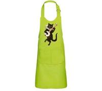 Fabulous Tablier Cuisine Enfant 2 Poches Vert Chat Fou du Roi Illustration - Haut de gamme Vert G