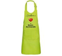 Fabulous Tablier Cuisine Enfant 2 Poches Vert J'adore La Basse Normandie Region Caen - Haut de gamme Vert G