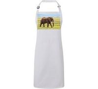 Fabulous Tablier Cuisine Premium Blanc Elephant d'Afrique Prairie Verte Blanc G