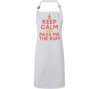 Fabulous Tablier Cuisine Premium Blanc Keep Calm and Pass me the Rum Blanc G