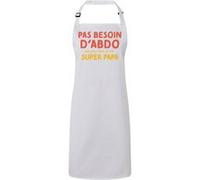 Fabulous Tablier Cuisine Premium Blanc Pas besoin d'Abdo - Super Papa Blanc G