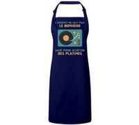 Fabulous Tablier Cuisine Premium Navy Platine Vinyle - L'argent ne Fait Pas le Bonheur Navy G