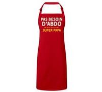 Fabulous Tablier Cuisine Premium Rouge Pas besoin d'Abdo - Super Papa Rouge G