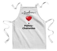 Fabulous Tablier Enfant Cuisine J'adore Le Poitou Charentes Region Poitiers - Qualité Premium 100% Coton Blanc G