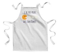 Fabulous Tablier Enfant Cuisine J'ai pas peur des Fantomes - Qualité Premium 100% Coton Blanc G