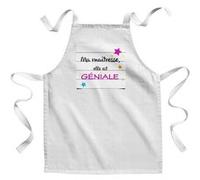 Fabulous Tablier Enfant Cuisine Ma Maîtresse elle est géniale - Qualité Premium 100% Coton Blanc G