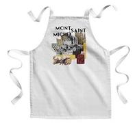 Fabulous Tablier Enfant Cuisine Mont Saint Michel Collage - Qualité Premium 100% Coton Blanc G