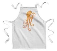 Fabulous Tablier Enfant Cuisine Pieuvre Orange Illustration - Qualité Premium 100% Coton Blanc G