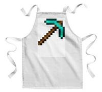 Fabulous Tablier Enfant Cuisine Pioche Diamant Minecraft - Qualité Premium 100% Coton Blanc G