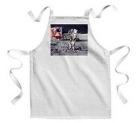 Fabulous Tablier Enfant Cuisine Premier Pas De L'Homme Sur La Lune Drapeau Americain - Qualité Premium 100% Coton Blanc G