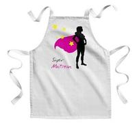 Fabulous Tablier Enfant Cuisine Super Maitresse Super Héroïne Cape - Qualité Premium 100% Coton Blanc G