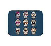 Fabulous Tapis de Salle de Bain Bleu - Ensemble de Crane Muerte Mexico Mexique Halloween - Dimensions: 60 x 40 cm