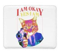 Fabulous Tapis de souris Simili Cuir I am Okay Yes I Am Chat (22 x 18 cm) Multicolore G