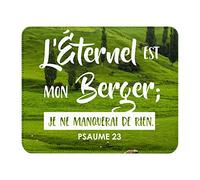 Fabulous Tapis de Souris Simili Cuir L'éternel est Mon Berger Psaume 23 Verset Bible Religion Spiritualité Citation (22 x 18 cm)