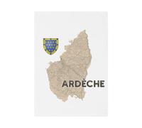 Fabulous Torchon de Cuisine et Essuie-Mains - Ardèche 07 Departement Privas Carte Ancienne Rhône Alpes - Linge Décoratif Absorbant Tissage Panama Format 36x50 cm Imprimé en France