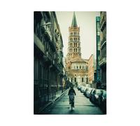 Fabulous Torchon de Cuisine et Essuie-Mains - Cathedrale Saint-Sernin Toulouse France Ville - Linge Décoratif Absorbant Tissage Panama Format 36x50 cm Imprimé en France