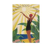 Fabulous Torchon de Cuisine et Essuie-Mains - Cote d'Azur Art Deco Affiche Ancienne Vintage - Linge Décoratif Absorbant Tissage Panama Format 36x50 cm Imprimé en France