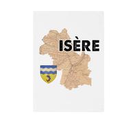 Fabulous Torchon de Cuisine et Essuie-Mains - Isère 38 Département Grenoble Carte Ancienne Rare - Linge Décoratif Absorbant Tissage Panama Format 36x50 cm Imprimé en France