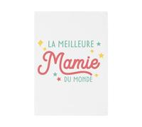 Fabulous Torchon de Cuisine et Essuie-Mains - La Meilleure Mamie du Monde Famille Grand Mère - Linge Décoratif Absorbant Tissage Panama Format 36x50 cm Imprimé en France