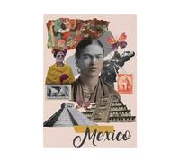 Fabulous Torchon de Cuisine et Essuie-Mains - Mexico Collage Mexique Voyage Carte Postale - Linge Décoratif Absorbant Tissage Panama Format 36x50 cm Imprimé en France