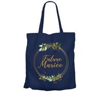 Fabulous Tote Bag Sac Shopping en Toile Bleu - Future Mariée Mariage Noces Cercle Fleurs - 10 L