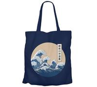 Fabulous Tote Bag Sac Shopping en Toile Bleu - Hokusai Grandes Vagues Japon Asie Culture Mer - 10 L