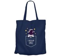 Fabulous Tote Bag Sac Shopping en Toile Bleu - I need my space Pocket Illustration Astronaut Sky - 10 L