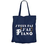 Fabulous Tote Bag Sac Shopping en Toile Bleu - J'Peux Pas J'ai Piano Instrument Musique Chopin - 10 L