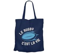 Fabulous Tote Bag Sac Shopping en Toile Bleu - Le Rugby c'est la vie Sport XV Ballon Stade France - 10 L