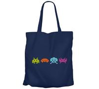 Fabulous Tote Bag Sac Shopping en Toile Bleu - Pixel Invaders Couleur Jeux Video Game Retro Gaming 80's 8 Bits - 10 L