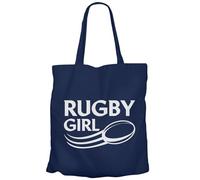 Fabulous Tote Bag Sac Shopping en Toile Bleu - Rugby Girl Sport Equipe Stade Ballon XV - 10 L