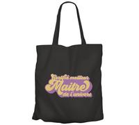 Fabulous Tote Bag Sac Shopping en Toile Noir - Certifié meilleur Maitre de l'univers Enseignant Ecole Primaire - 10 L