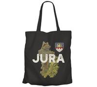Fabulous Tote Bag Sac Shopping en Toile Noir - Jura 39 Departement Lons Carte Ancienne Franche Comté - 10 L