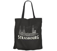 Fabulous Tote Bag Sac Shopping en Toile Noir - Strasbourg Minimalist Ville France Histoire Patrimoine - 10 L