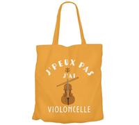 Fabulous Tote Bag Sac Shopping en Toile Orange - J'Peux Pas J'ai Violoncelle Orchestre Musique Classique - 10 L