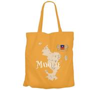 Fabulous Tote Bag Sac Shopping en Toile Orange - Mayotte 976 Département Outre Mer Carte Ancienne Rare - 10 L
