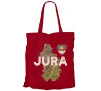 Fabulous Tote Bag Sac Shopping en Toile Rouge - Jura 39 Departement Lons Carte Ancienne Franche Comté - 10 L