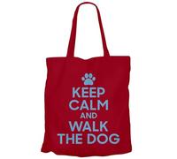 Fabulous Tote Bag Sac Shopping en Toile Rouge - Keep Calm and Walk the Dog Parodie Chien Animaux - 10 L
