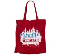 Fabulous Tote Bag Sac Shopping en Toile Rouge - Vanlife Voyage Van Camping Car Nature - 10 L