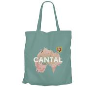 Fabulous Tote Bag Sac Shopping en Toile Turquoise - Cantal 15 Departement Aurillac Carte Ancienne Auvergne - 10 L
