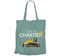 Fabulous Tote Bag Sac Shopping en Toile Turquoise - Chef de Chantier Enfant Travail Construction - 10 L
